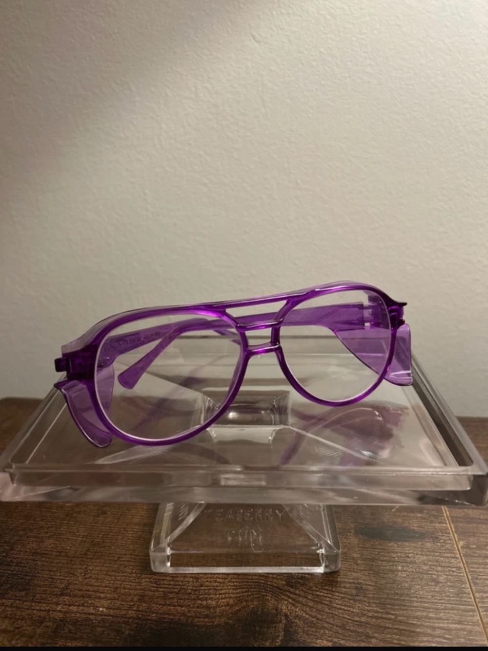 Vintage Aerosite Z87 5-3/4 Safety Glasses w/ Side Shields purple 1980’s USA EUC